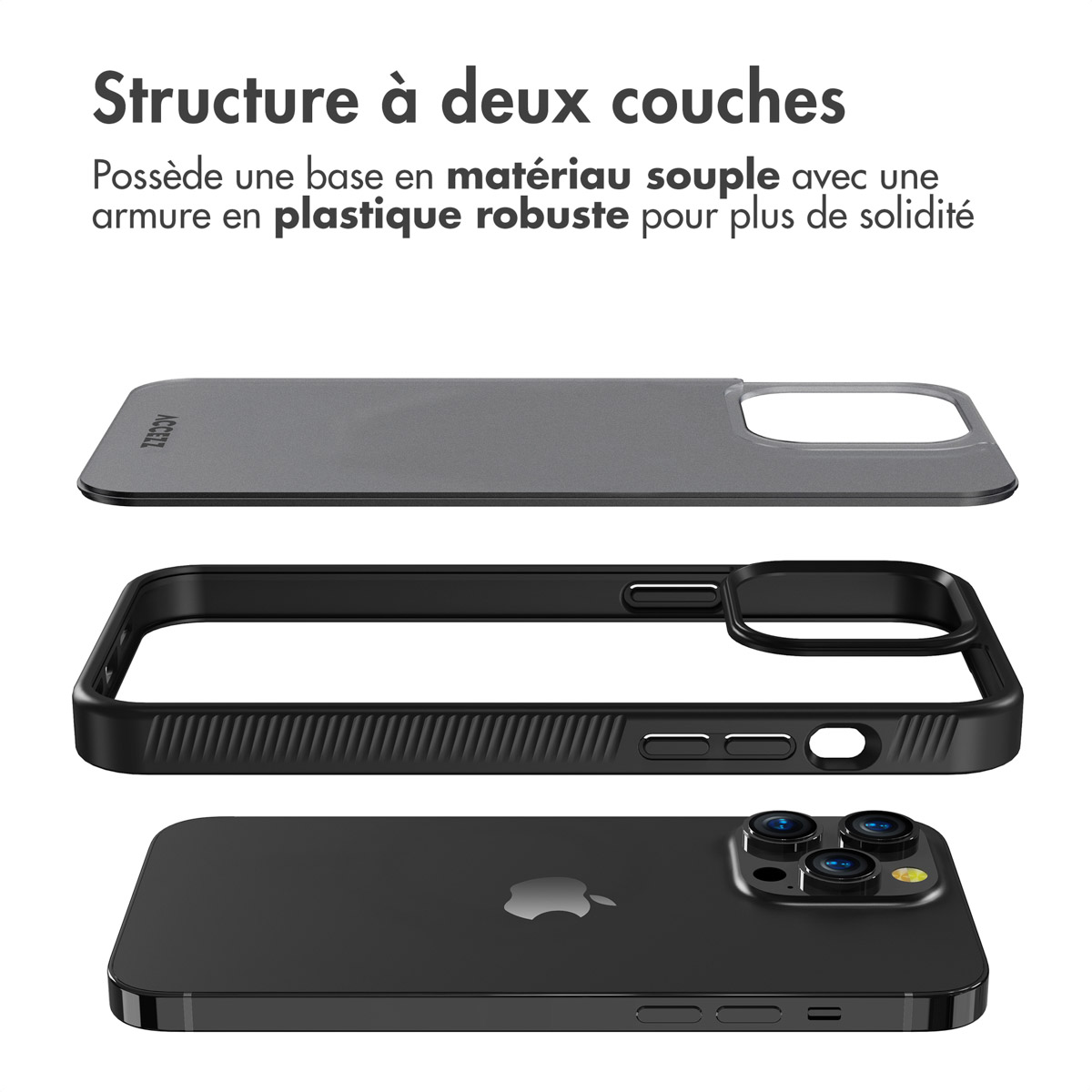 Accezz Rugged Frosted Backcover Apple iPhone 14 Pro Max - Zwart