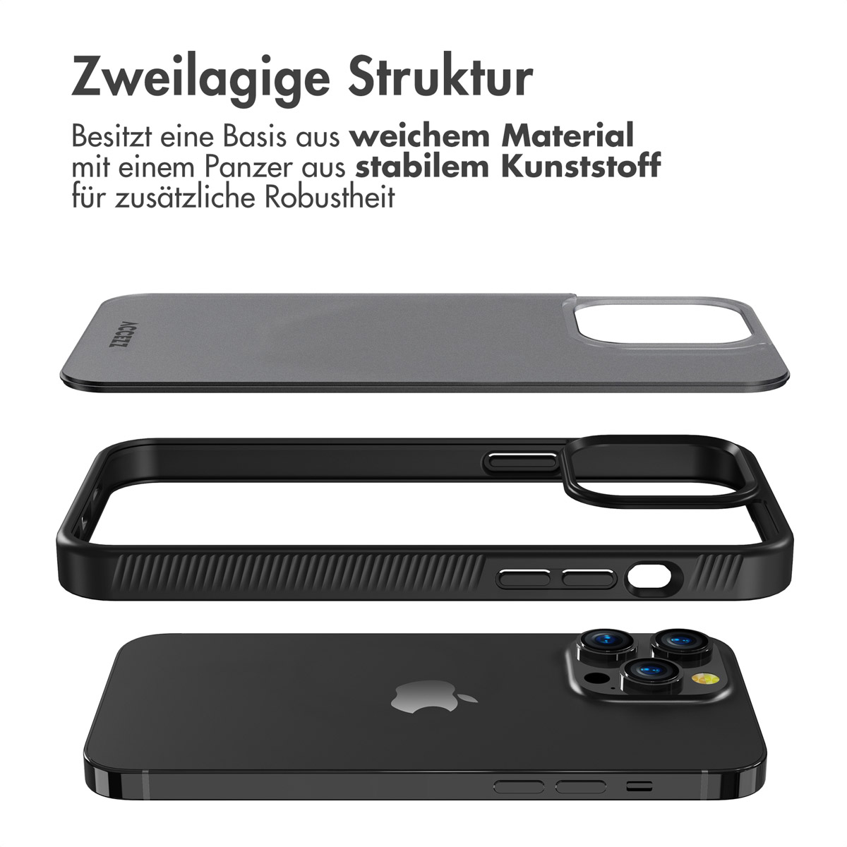 Accezz Rugged Frosted Backcover Apple iPhone 14 Pro Max - Zwart