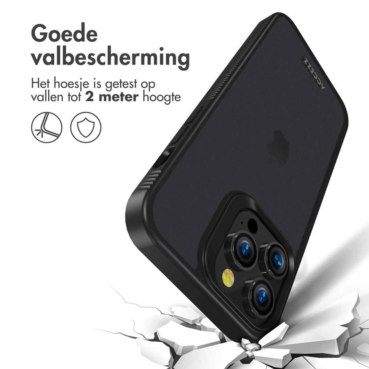 Accezz Rugged Frosted Backcover Apple iPhone 14 Pro Max - Zwart