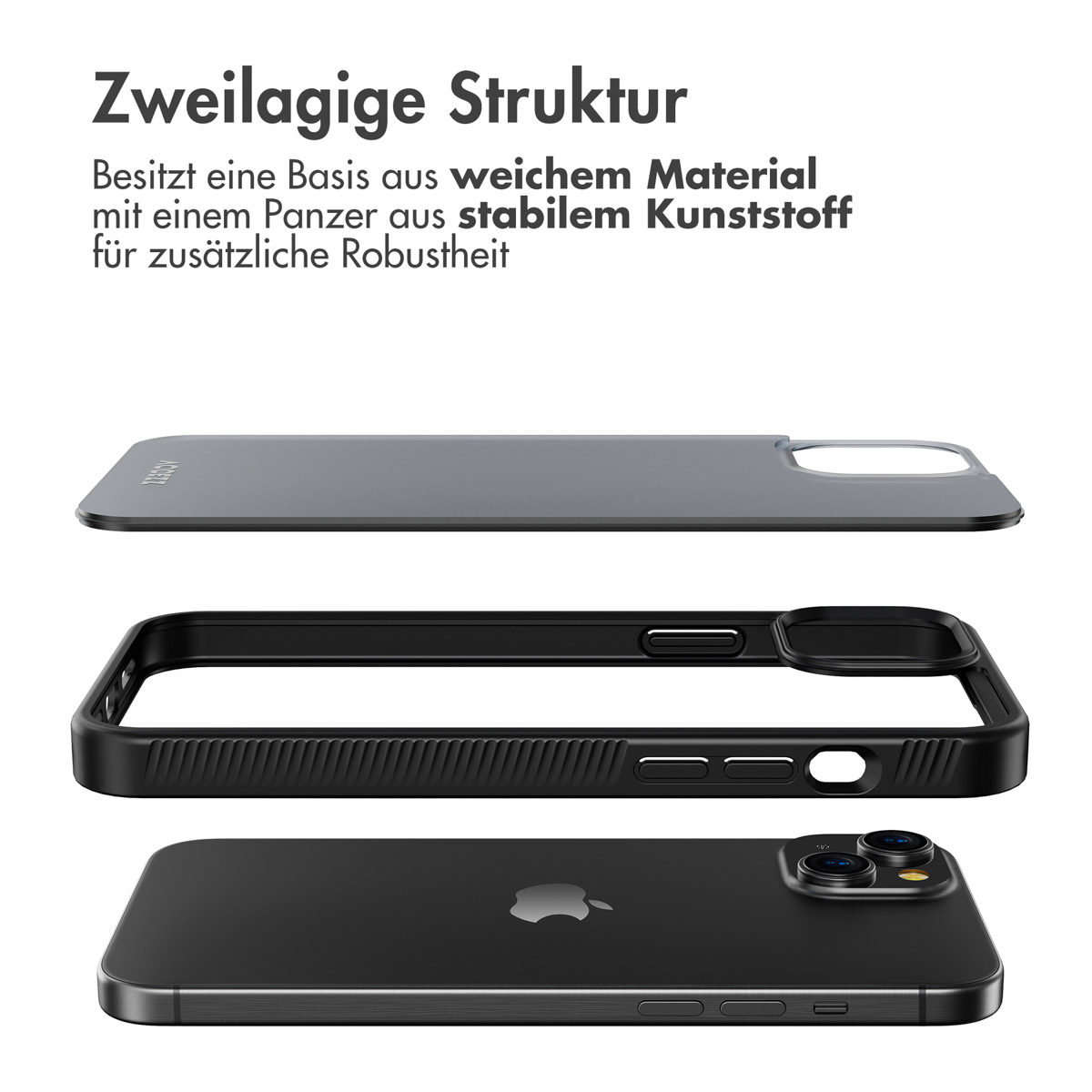 Accezz Rugged Frosted Backcover Apple iPhone 15 Plus - Zwart