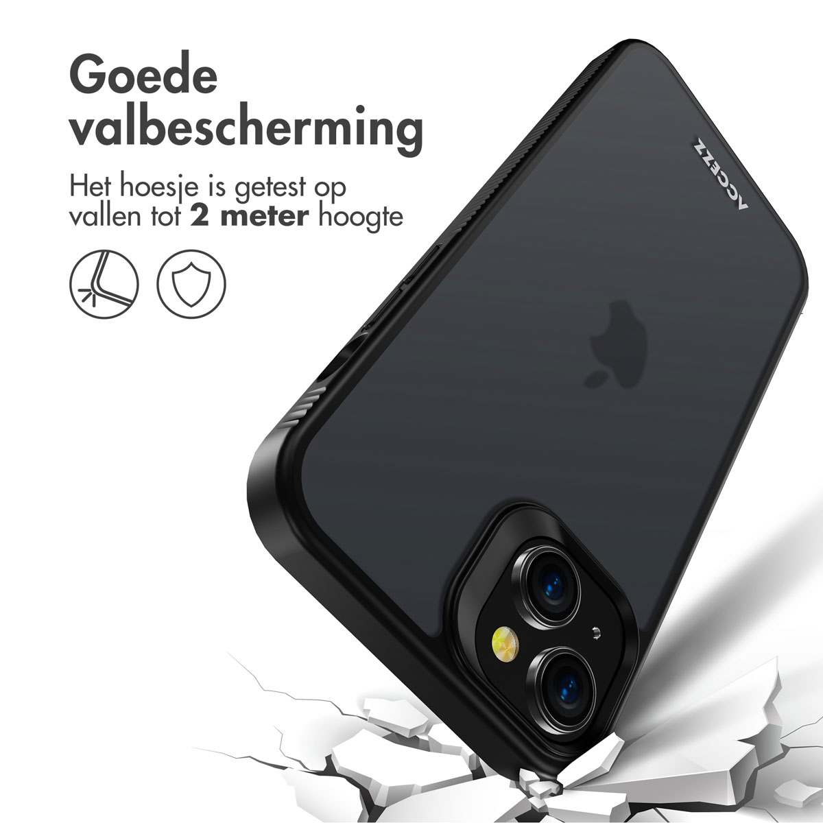 Accezz Rugged Frosted Backcover Apple iPhone 15 Plus - Zwart