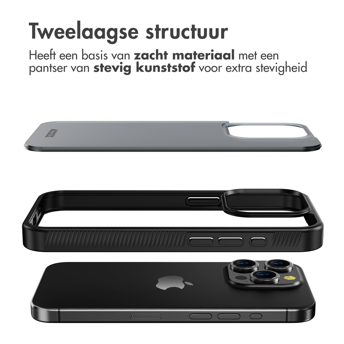 Accezz Rugged Frosted Backcover Apple iPhone 15 Pro - Zwart