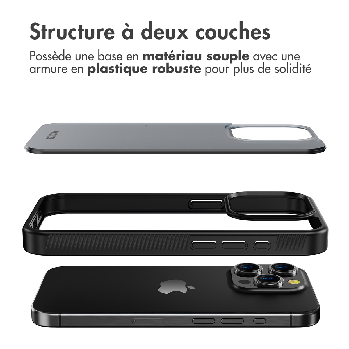 Accezz Rugged Frosted Backcover Apple iPhone 15 Pro - Zwart
