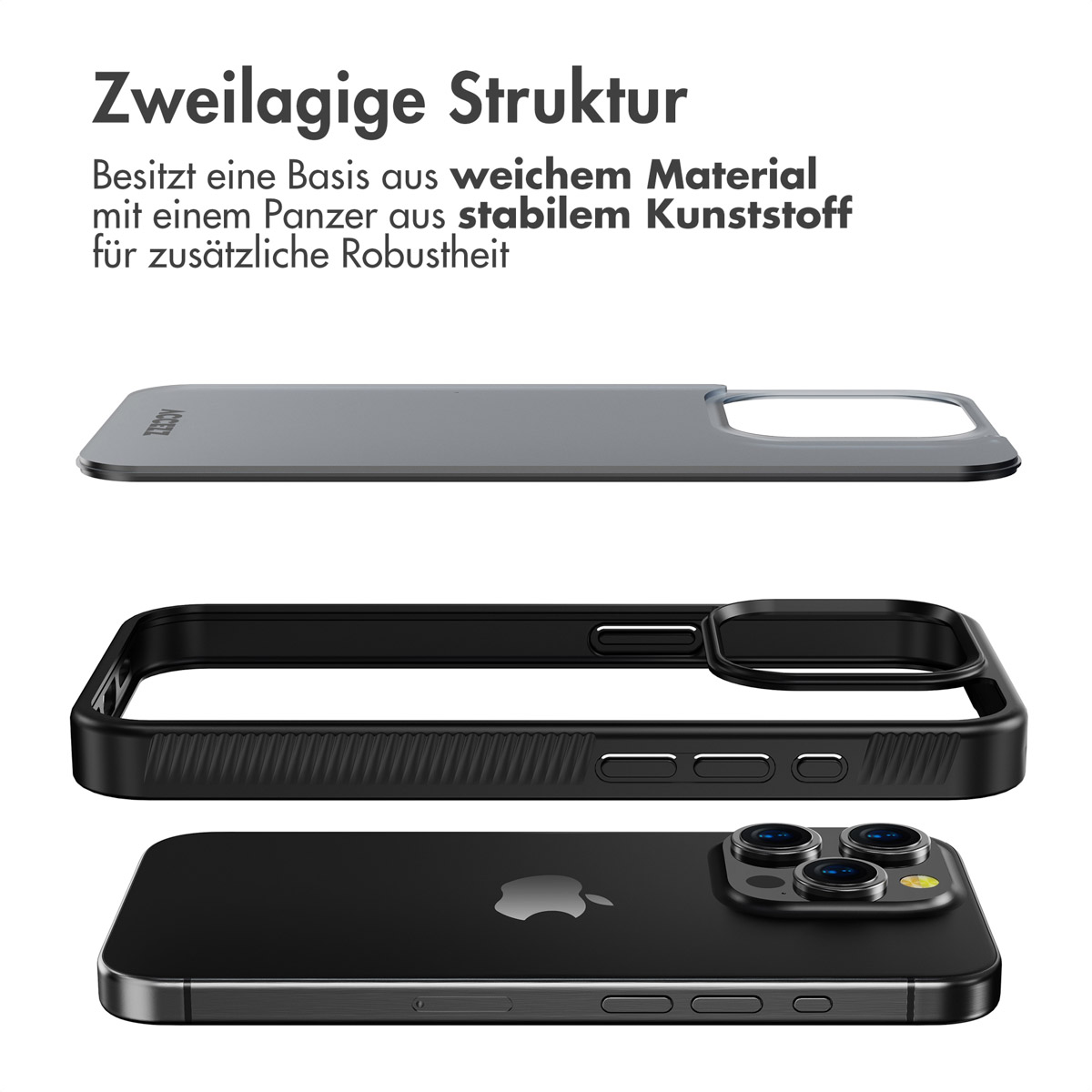 Accezz Rugged Frosted Backcover Apple iPhone 15 Pro - Zwart