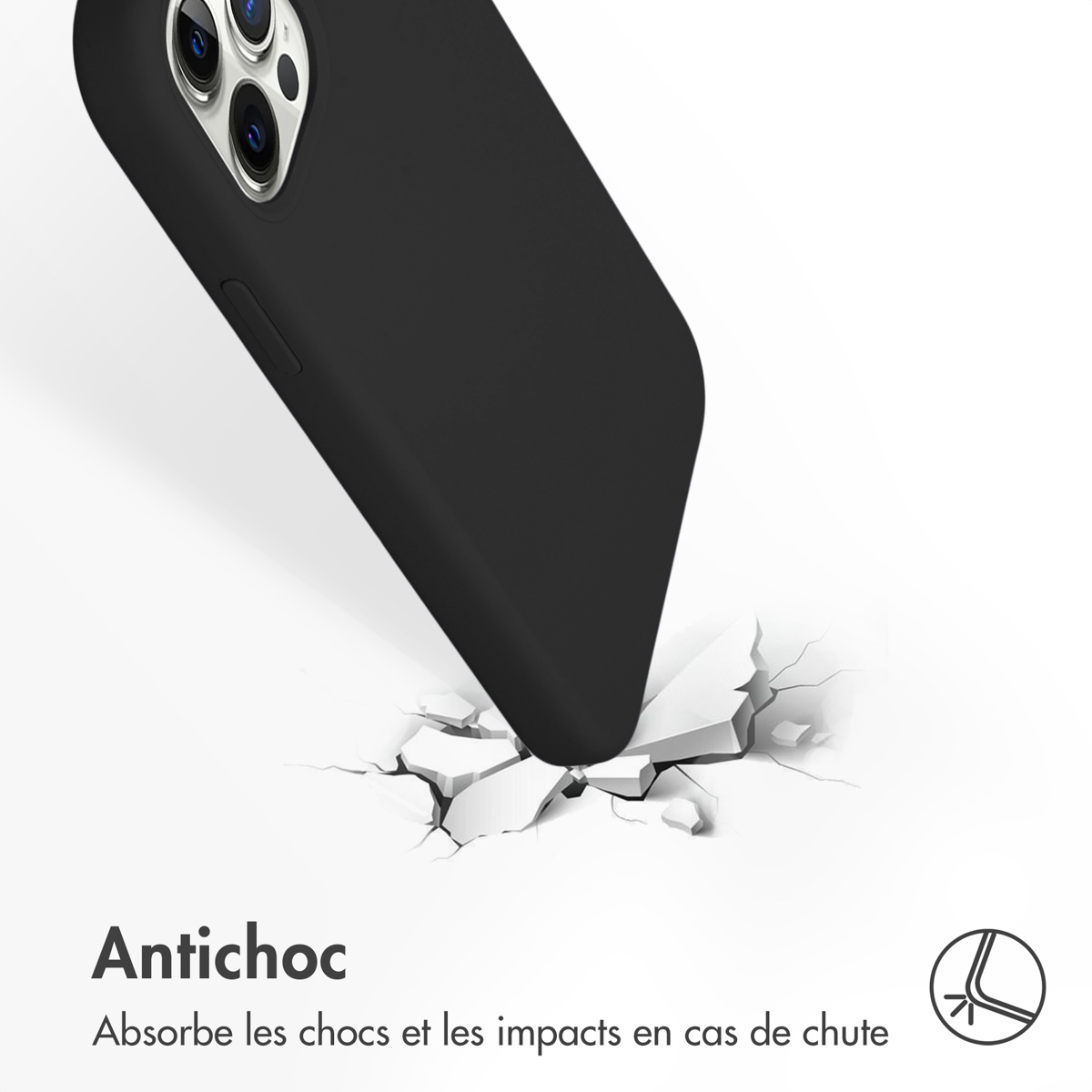 Accezz Liquid Silicone Backcover met MagSafe Apple iPhone 12 (Pro) - Zwart
