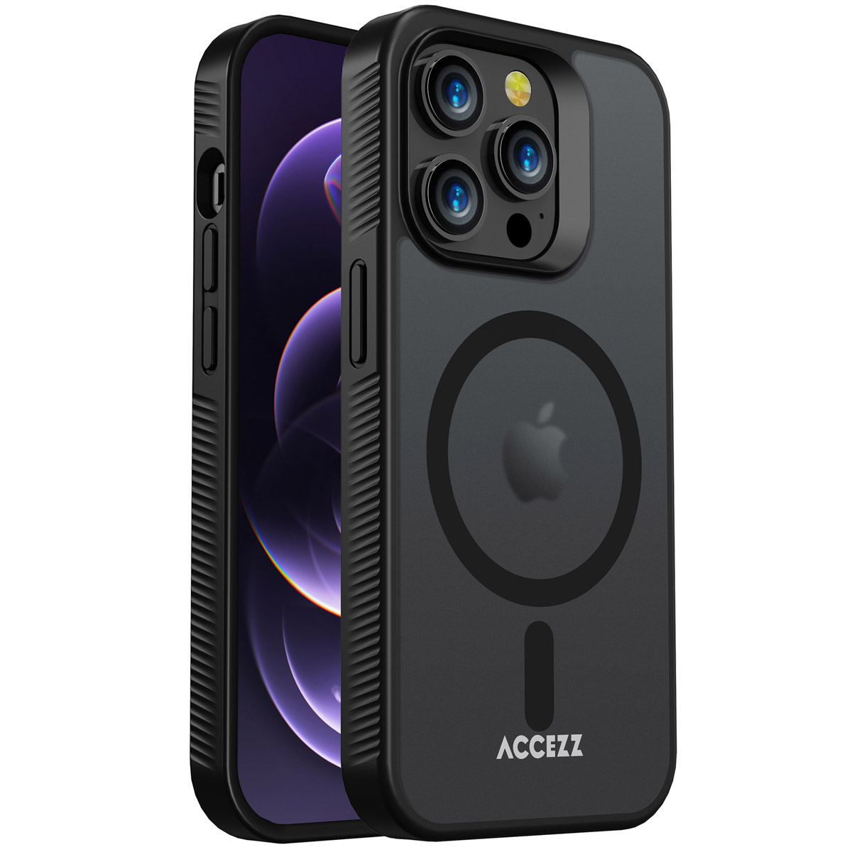 Accezz Rugged Frosted MagSafe Backcover iPhone 14 Pro - Zwart