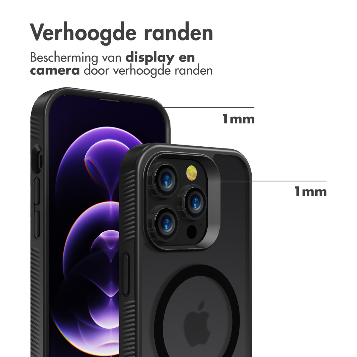 Accezz Rugged Frosted MagSafe Backcover iPhone 14 Pro - Zwart