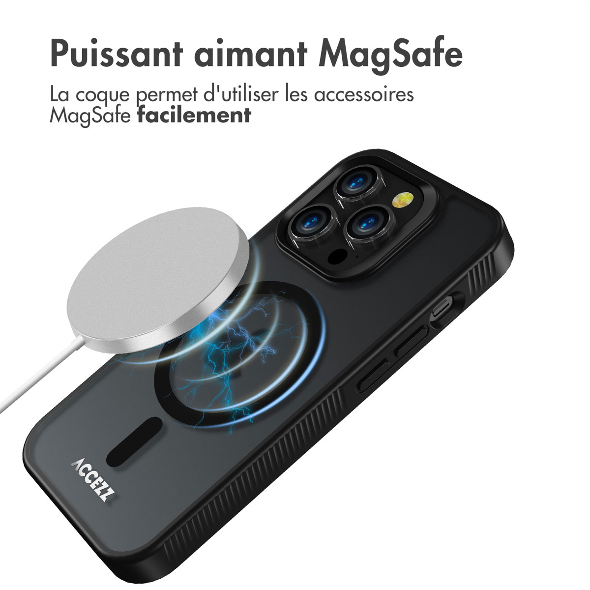 Accezz Rugged Frosted MagSafe Backcover iPhone 14 Pro - Zwart