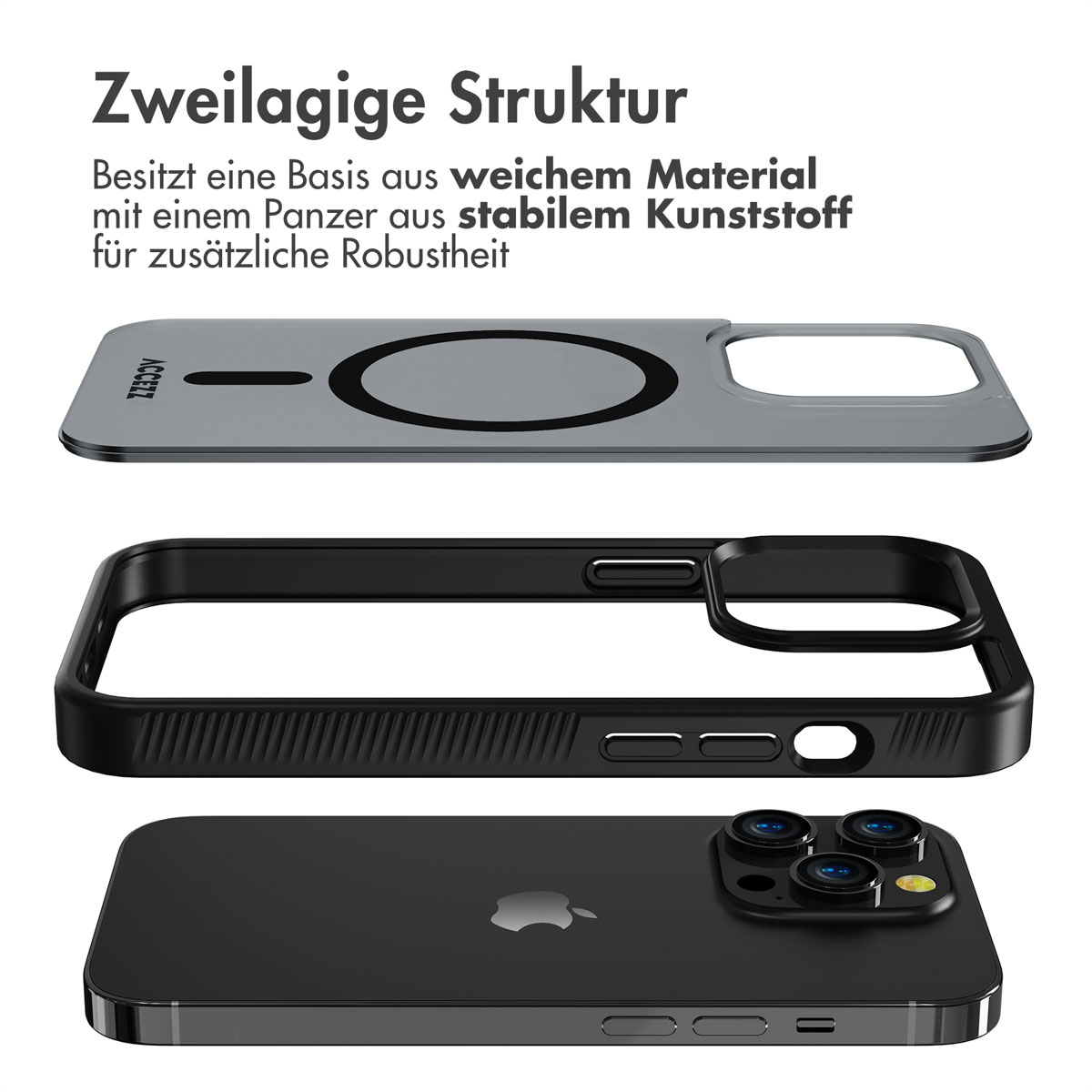 Accezz Rugged Frosted MagSafe Backcover iPhone 14 Pro - Zwart