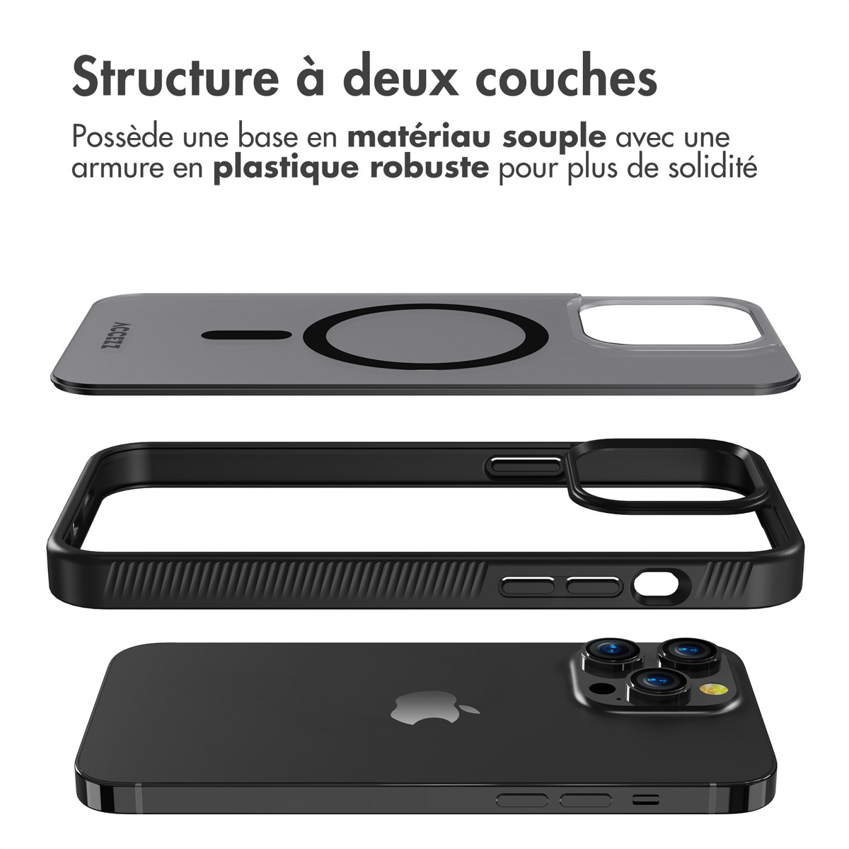 Accezz Rugged Frosted MagSafe Backcover iPhone 14 Pro Max - Zwart