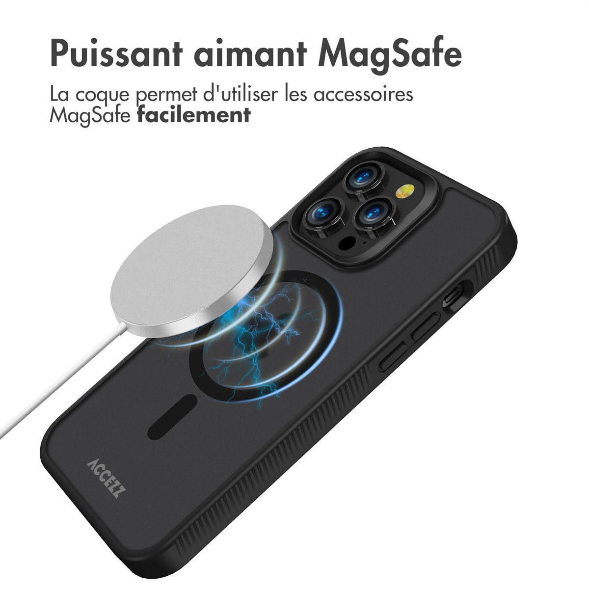 Accezz Rugged Frosted MagSafe Backcover iPhone 14 Pro Max - Zwart