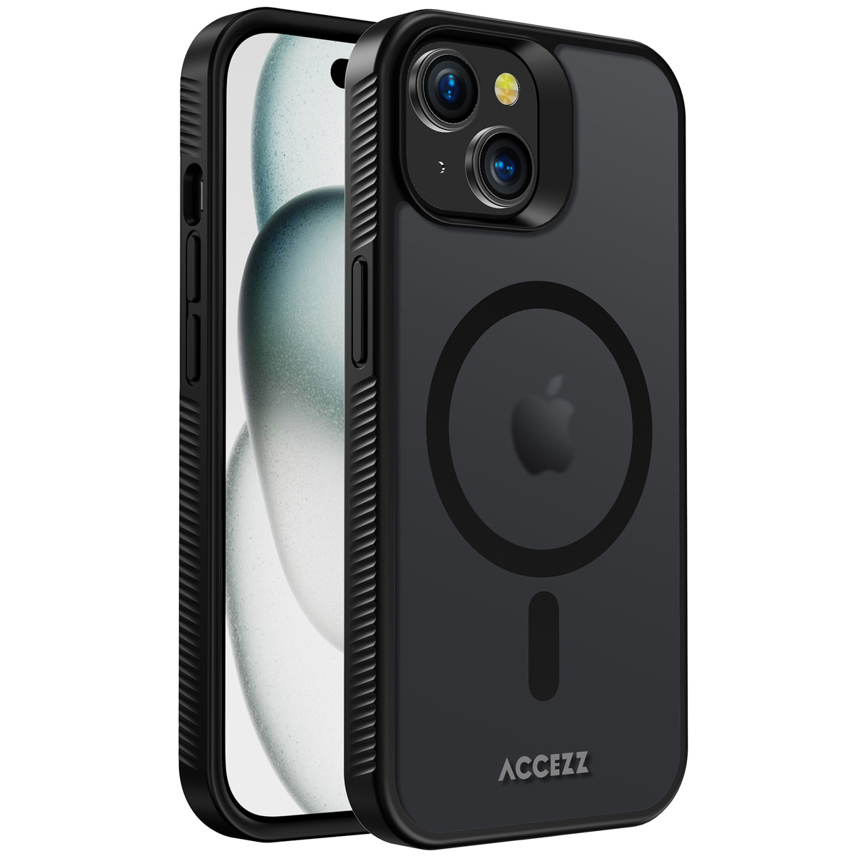 Accezz Rugged Frosted MagSafe Backcover iPhone 15 - Zwart
