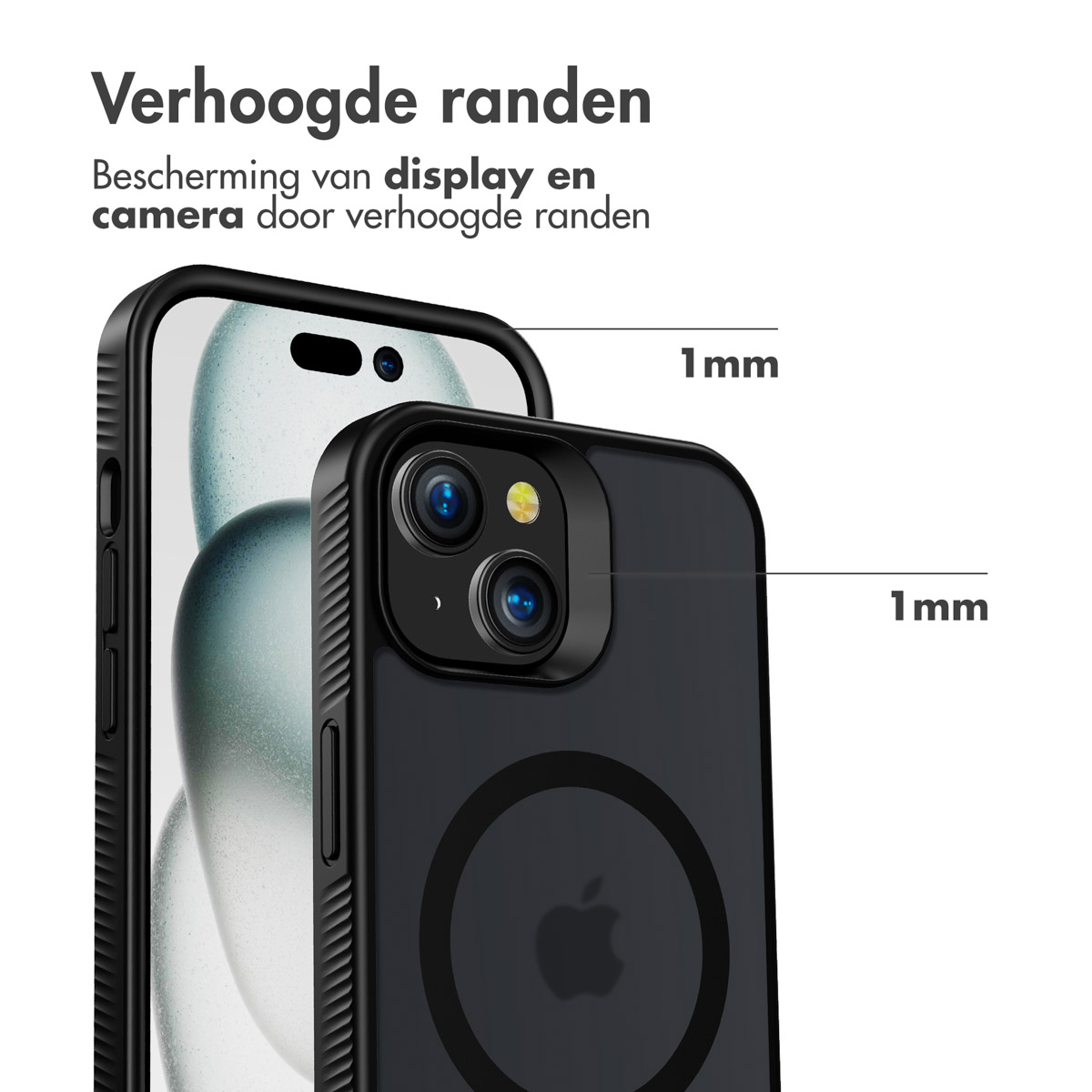 Accezz Rugged Frosted MagSafe Backcover iPhone 15 - Zwart