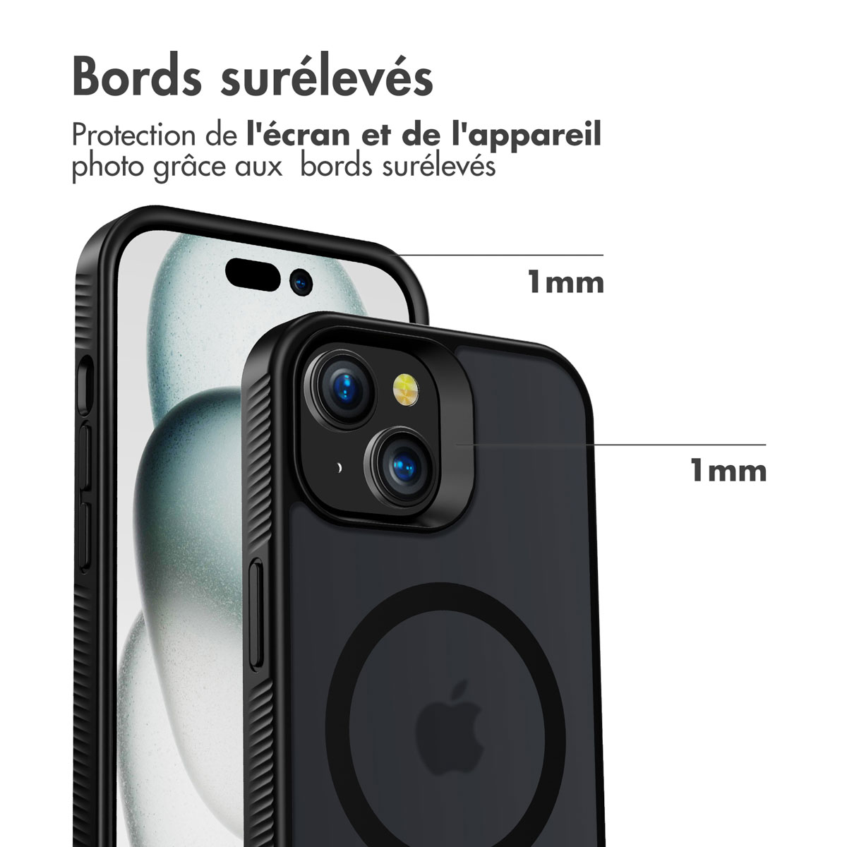 Accezz Rugged Frosted MagSafe Backcover iPhone 15 - Zwart