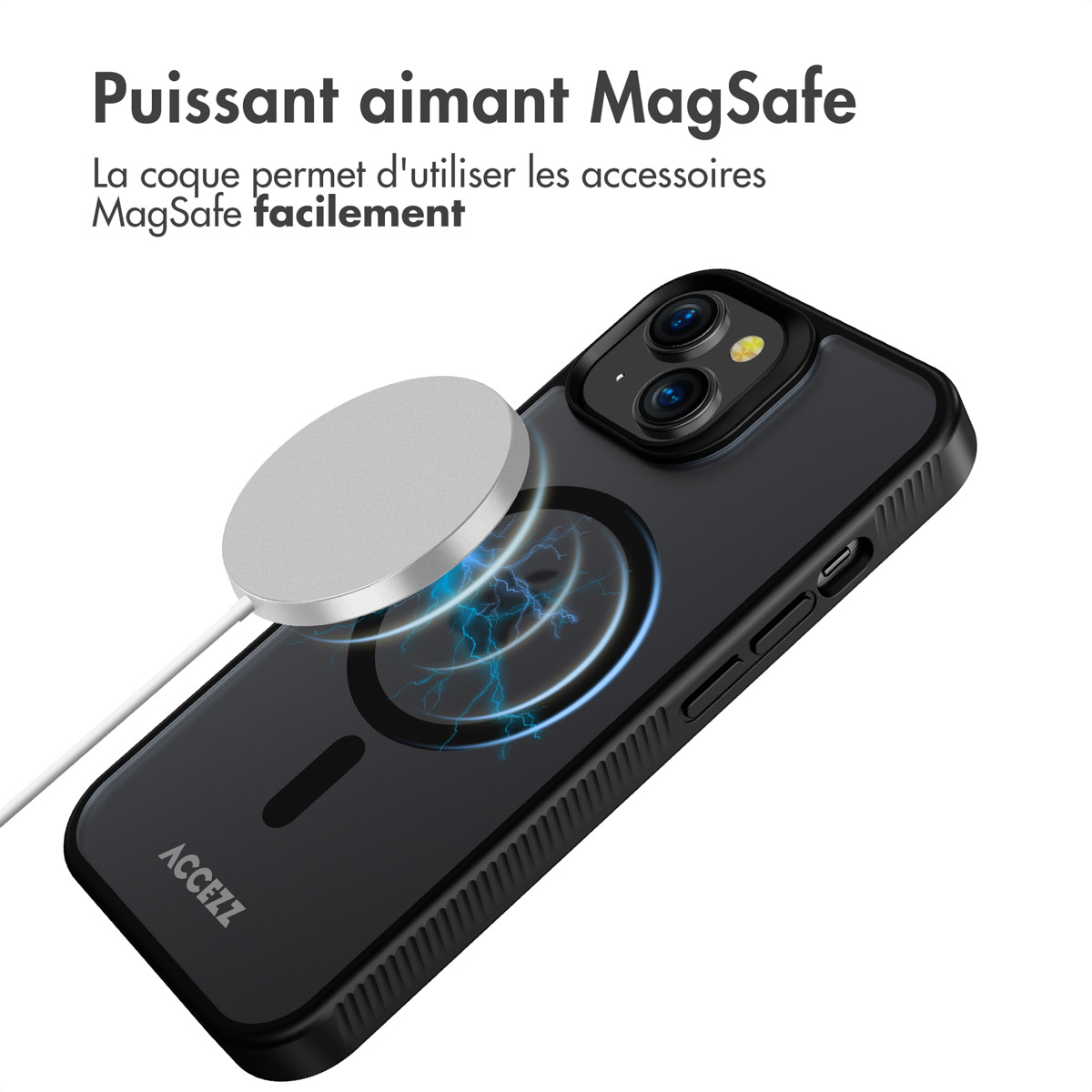 Accezz Rugged Frosted MagSafe Backcover iPhone 15 - Zwart