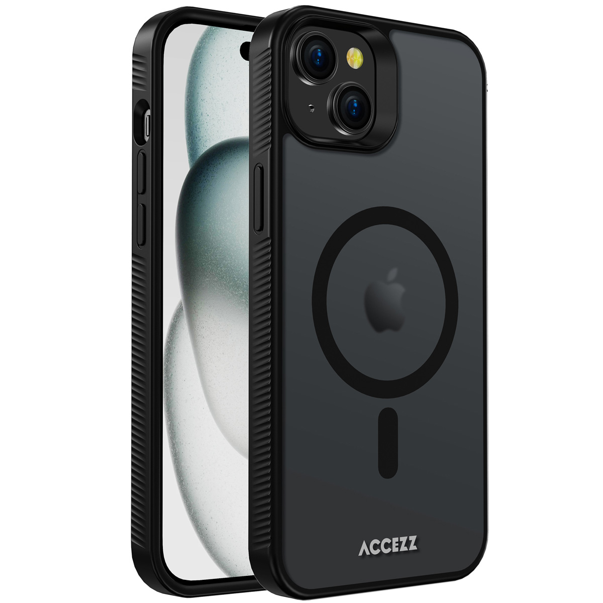 Accezz Rugged Frosted MagSafe Backcover iPhone 15 Plus - Zwart