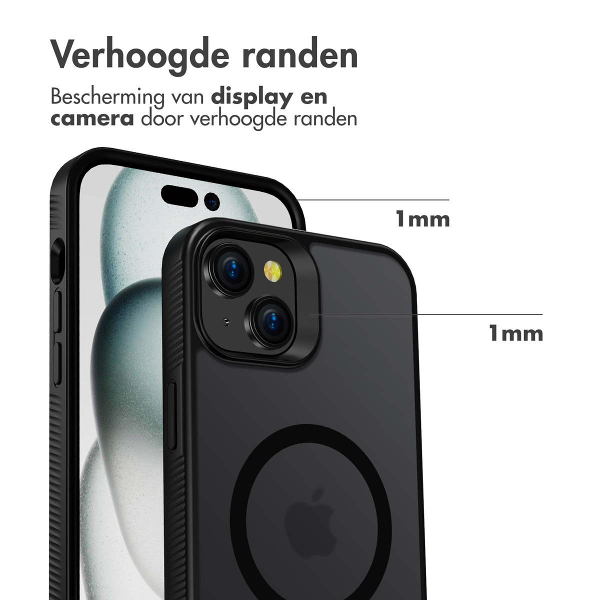 Accezz Rugged Frosted MagSafe Backcover iPhone 15 Plus - Zwart