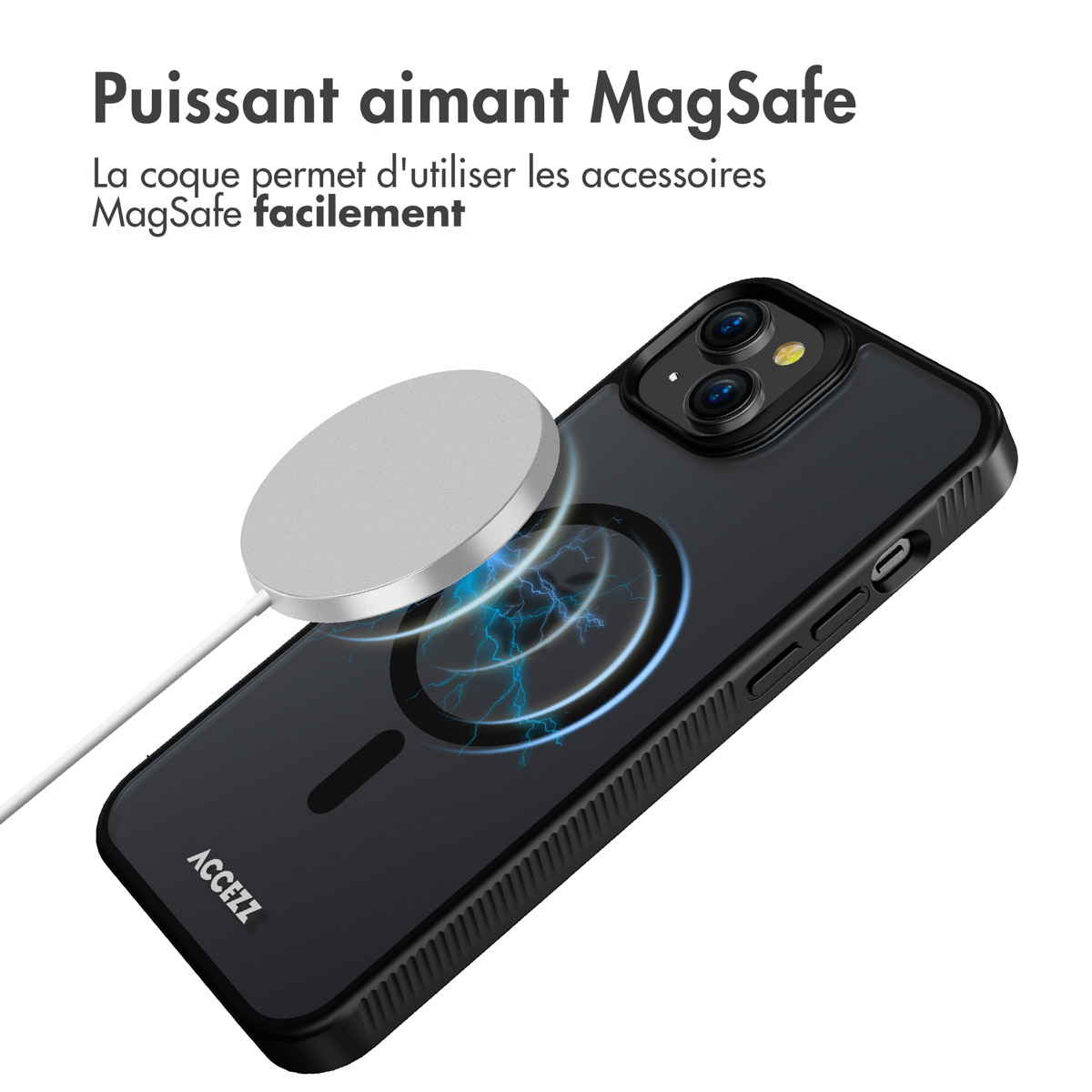 Accezz Rugged Frosted MagSafe Backcover iPhone 15 Plus - Zwart