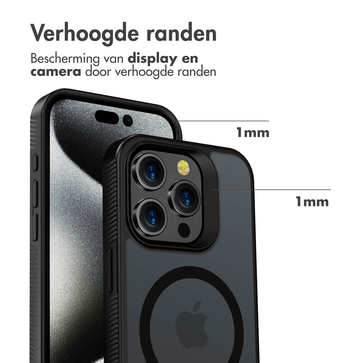 Accezz Rugged Frosted MagSafe Backcover iPhone 15 Pro - Zwart
