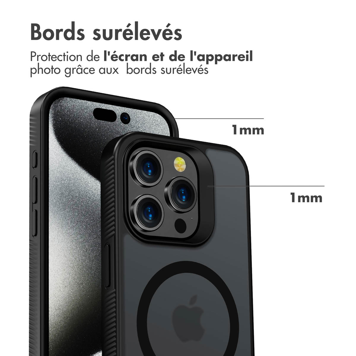Accezz Rugged Frosted MagSafe Backcover iPhone 15 Pro - Zwart