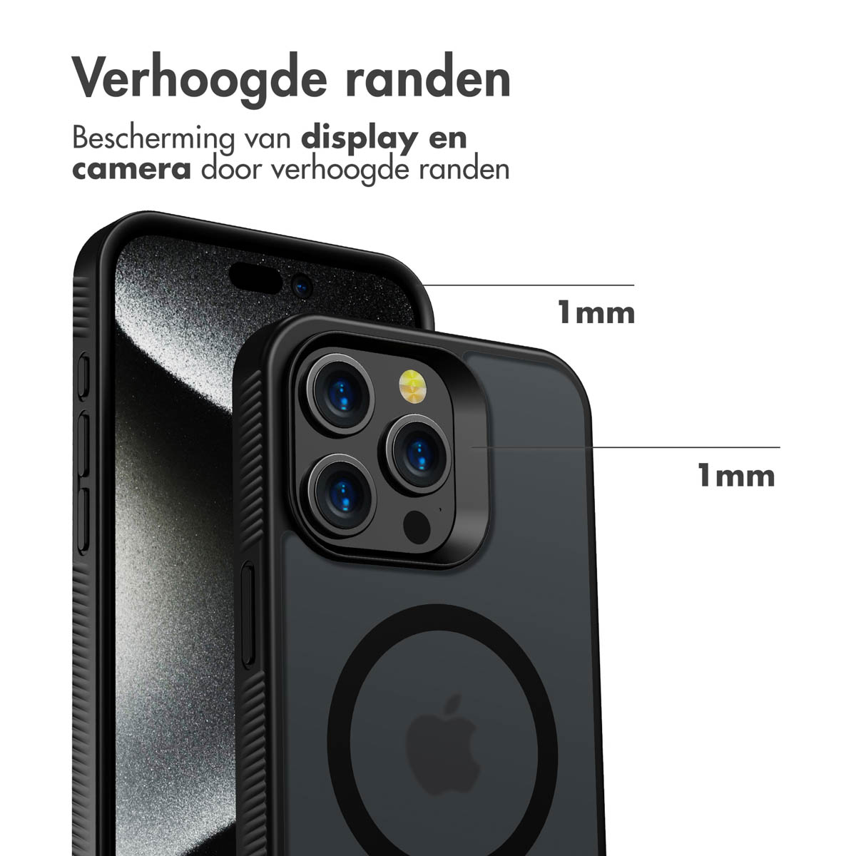 Accezz Rugged Frosted MagSafe Backcover iPhone 15 Pro Max - Zwart