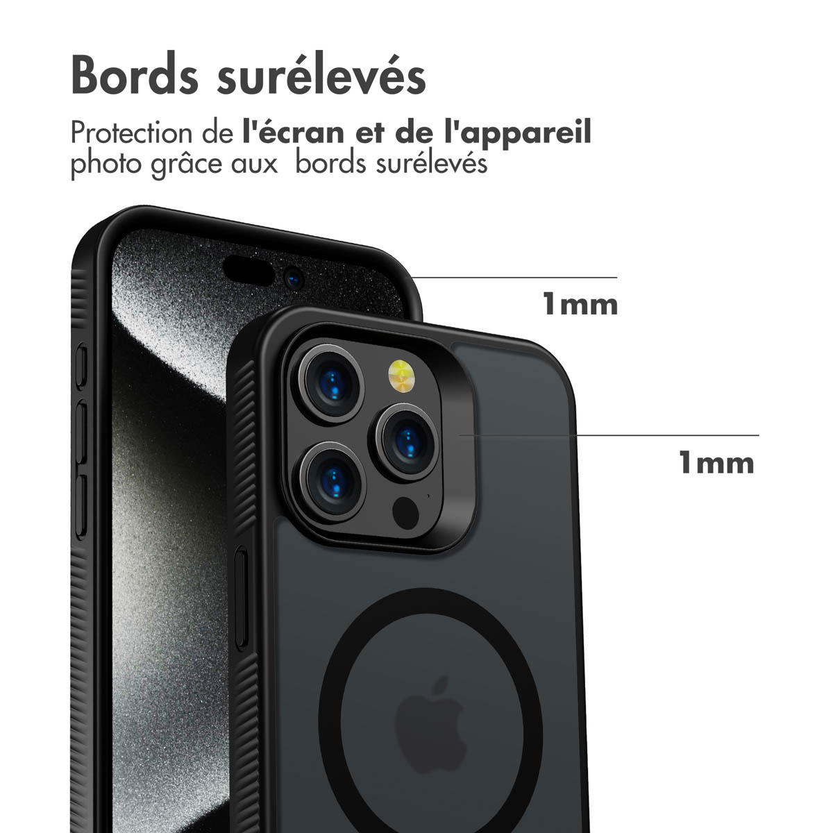 Accezz Rugged Frosted MagSafe Backcover iPhone 15 Pro Max - Zwart