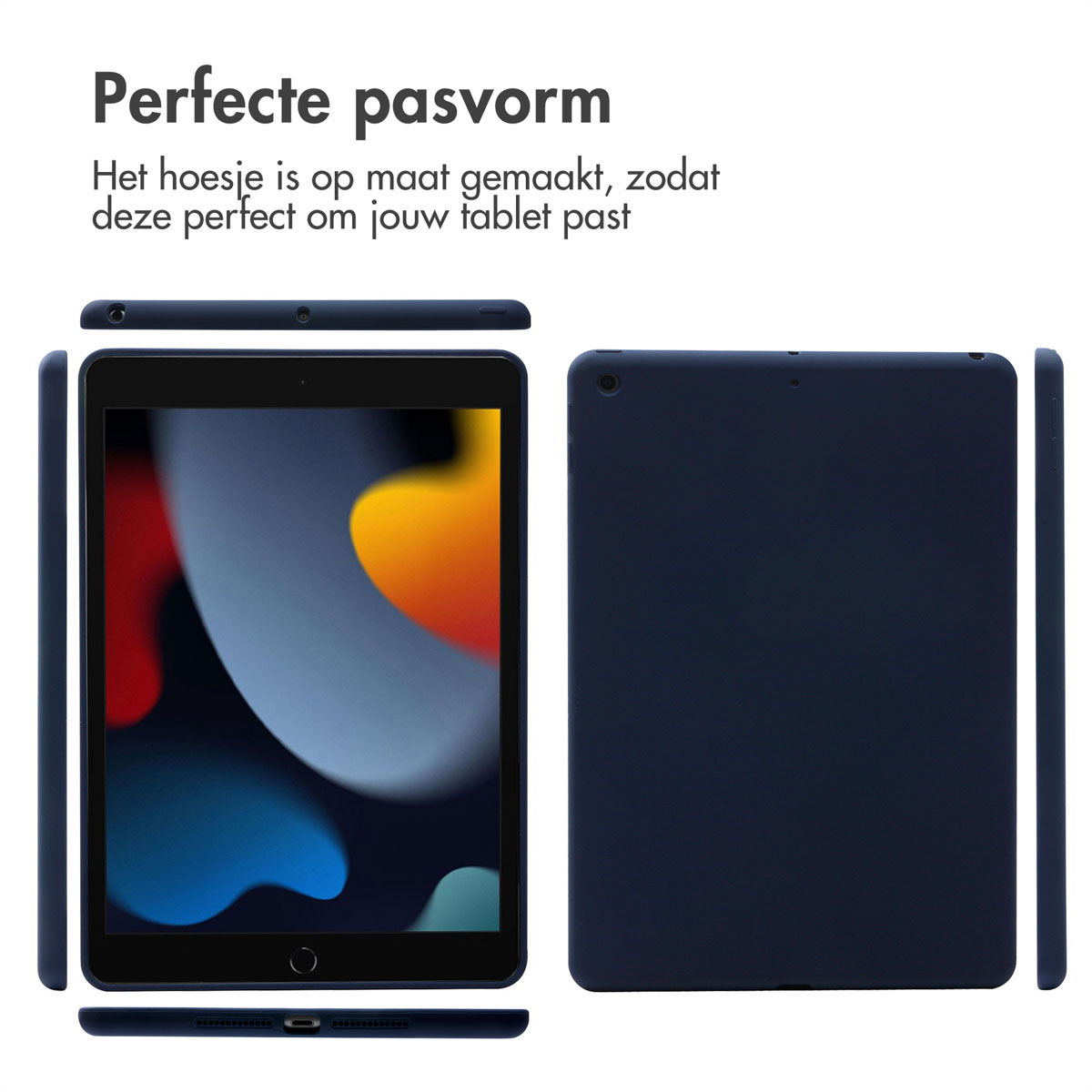 Accezz Liquid Silicone Backcover Apple iPad 9 (2021) 10.2 inch / iPad 8 (2020) 10.2 inch / iPad 7 (2019) 10.2 inch - Donkerblauw