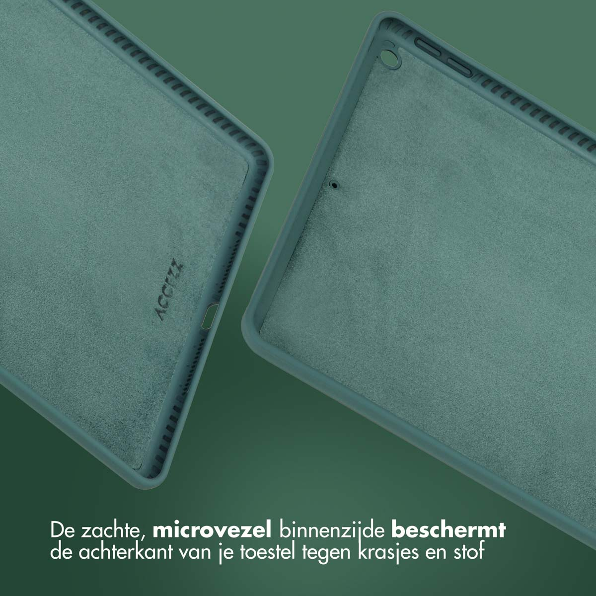 Accezz Liquid Silicone Backcover Apple iPad 9 (2021) 10.2 inch / iPad 8 (2020) 10.2 inch / iPad 7 (2019) 10.2 inch - Donkergroen