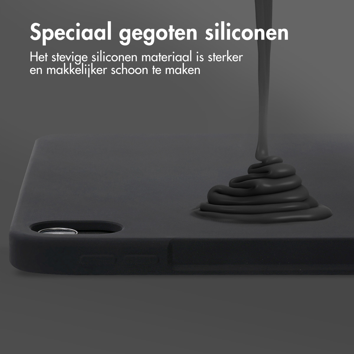 Accezz Liquid Silicone Backcover met penhouder Apple iPad Air 11 inch (2025) M3 / (2024) M2 / Air 5 (2022) / Air 4 (2020) - Zwart