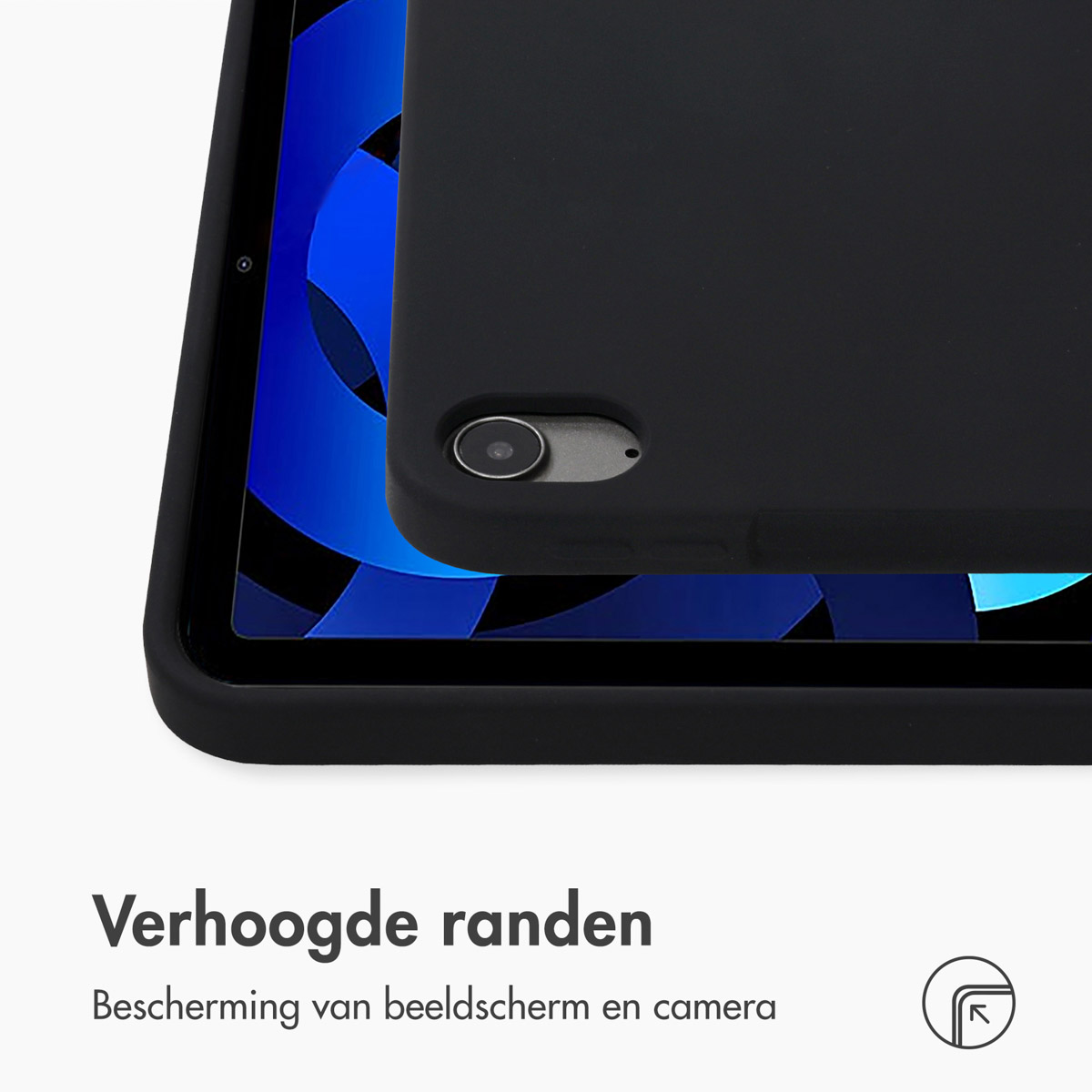Accezz Liquid Silicone Backcover met penhouder Apple iPad Air 11 inch (2025) M3 / (2024) M2 / Air 5 (2022) / Air 4 (2020) - Zwart