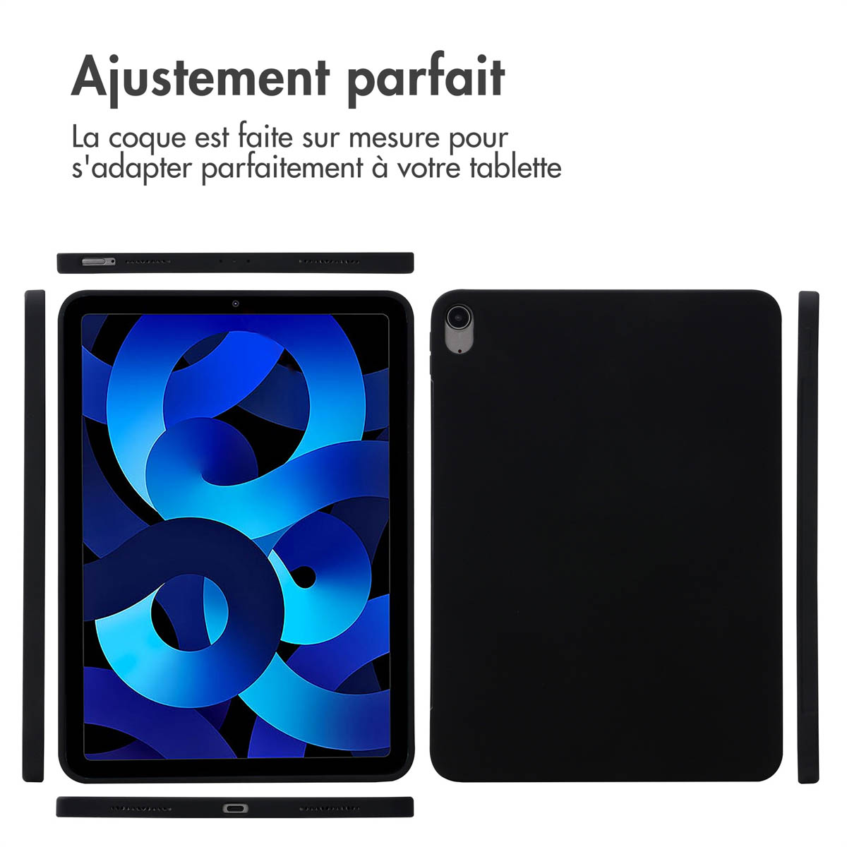 Accezz Liquid Silicone Backcover met penhouder Apple iPad Air 11 inch (2025) M3 / (2024) M2 / Air 5 (2022) / Air 4 (2020) - Zwart