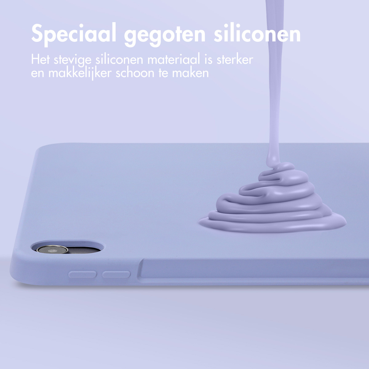 Accezz Liquid Silicone Backcover met penhouder Apple iPad Air 11 inch (2025) M3 / (2024) M2 / Air 5 (2022) / Air 4 (2020) - Lila
