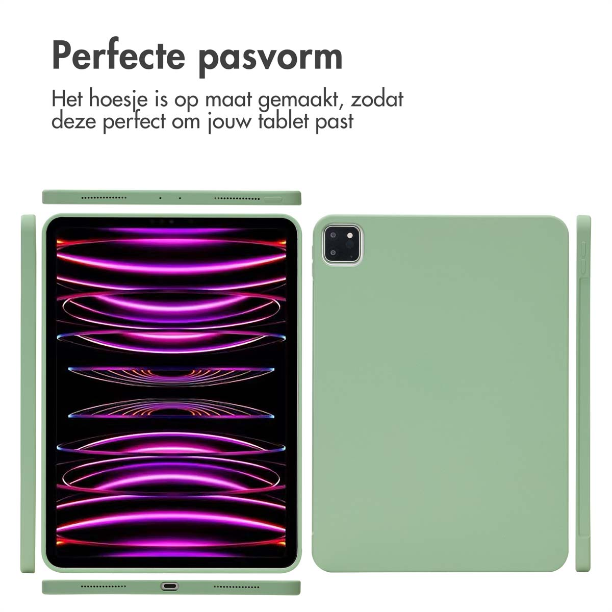 Accezz Liquid Silicone Backcover met penhouder Apple iPad Pro 11 (2022 / 2021 / 2020 / 2018) - Lichtgroen