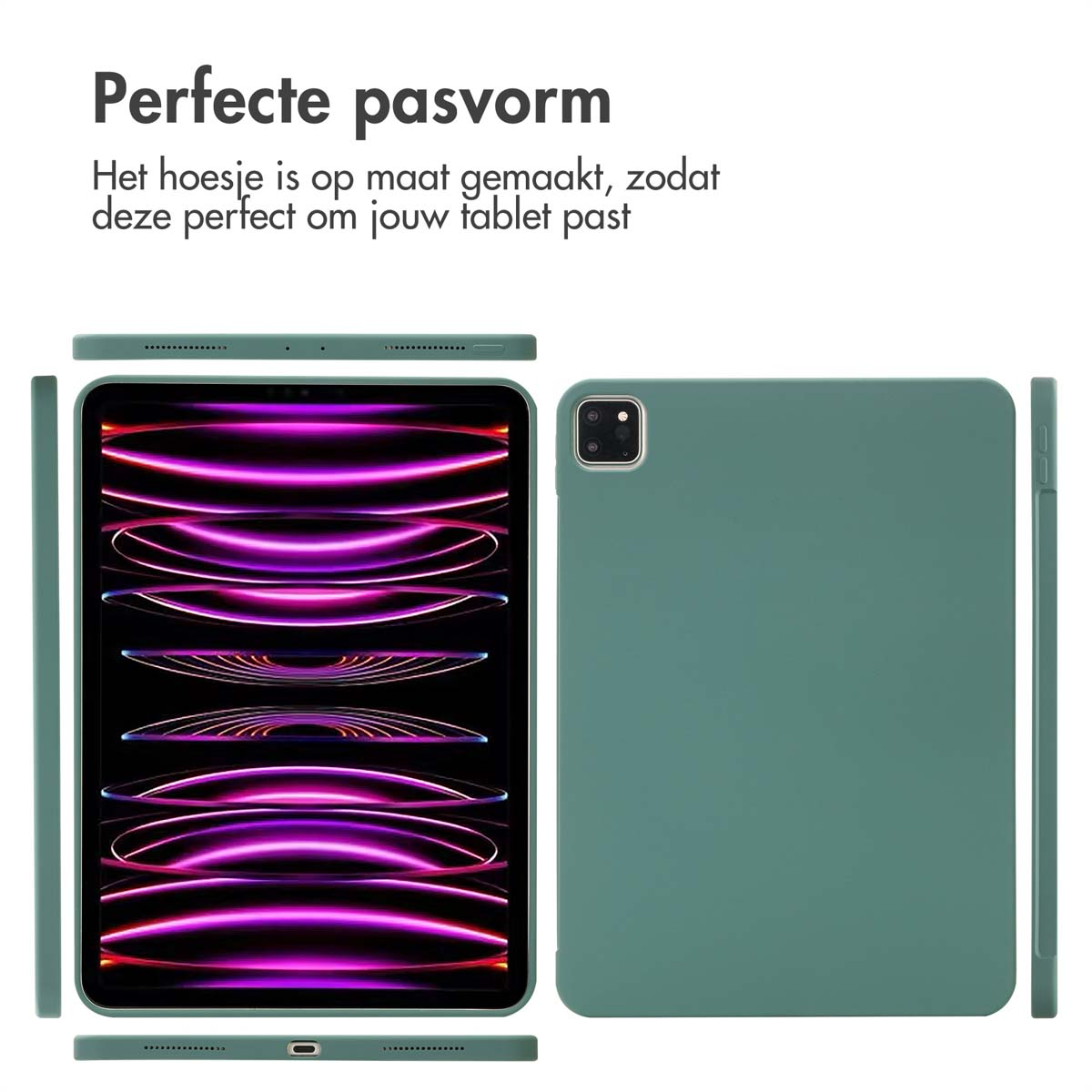 Accezz Liquid Silicone Backcover met penhouder Apple iPad Pro 11 (2022 / 2021 / 2020 / 2018) - Donkergroen