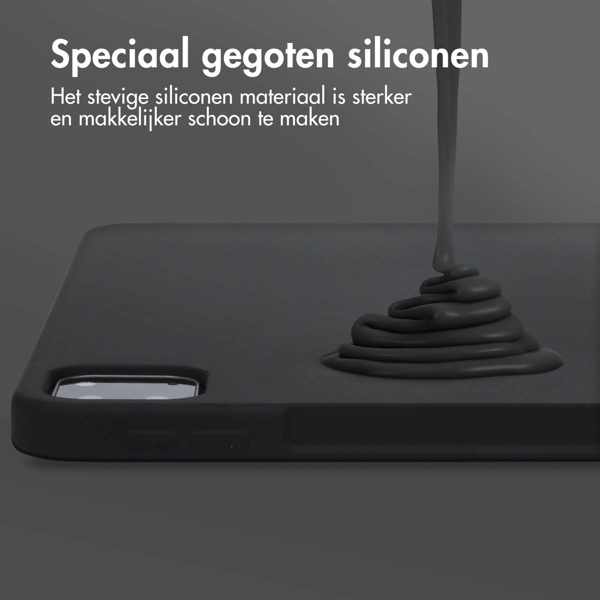 Accezz Liquid Silicone Backcover met penhouder Apple iPad Pro 12.9 (2022) / Pro 12.9 (2021) / Pro 12.9 (2020) - Zwart