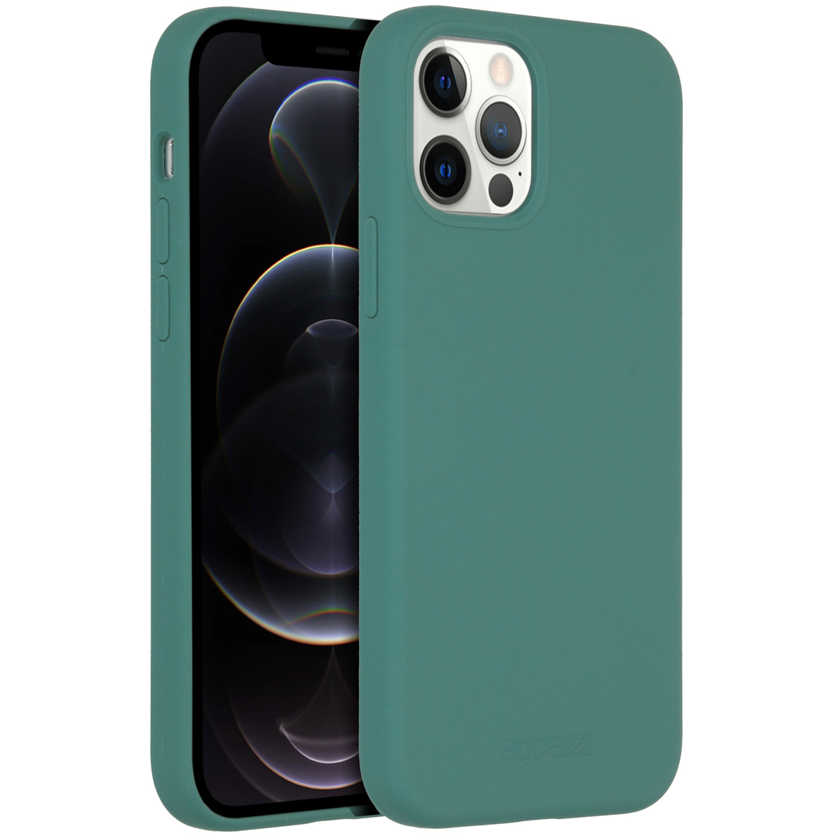 Accezz Liquid Silicone Backcover met MagSafe Apple iPhone 12 (Pro) - Donkergroen