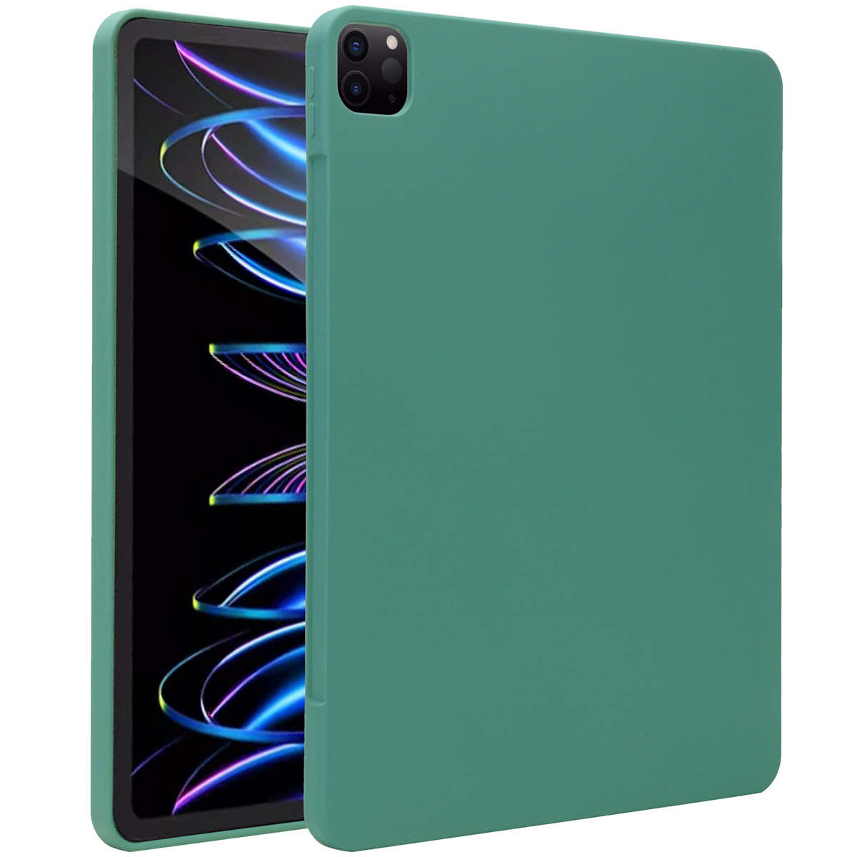 Accezz Liquid Silicone Backcover met penhouder Apple iPad Pro 12.9 (2022) / Pro 12.9 (2021) / Pro 12.9 (2020) - Donkergroen