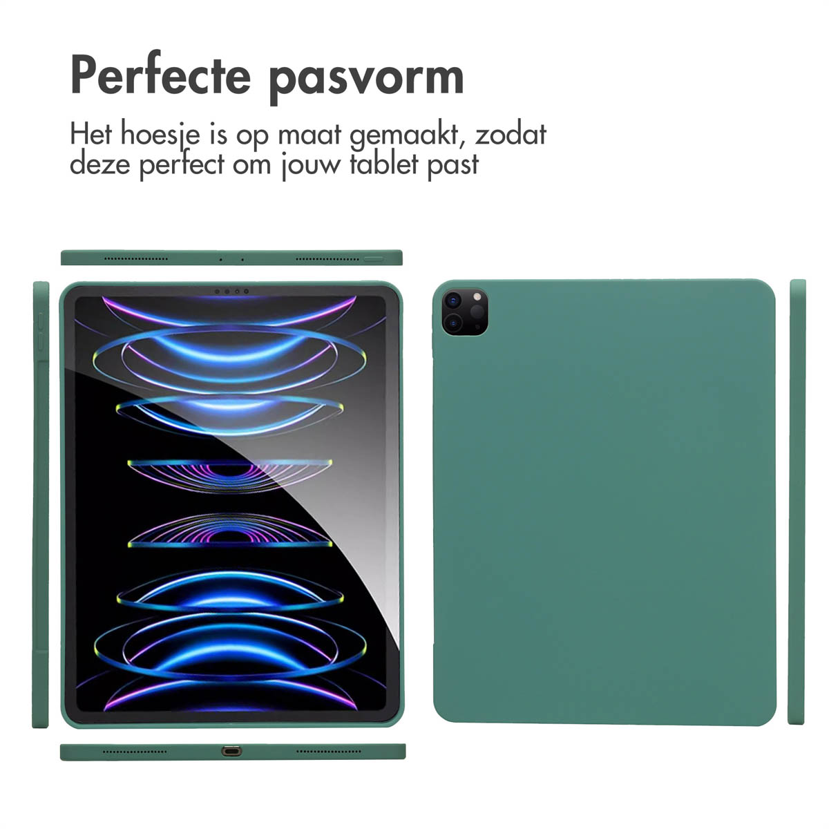 Accezz Liquid Silicone Backcover met penhouder Apple iPad Pro 12.9 (2022) / Pro 12.9 (2021) / Pro 12.9 (2020) - Donkergroen