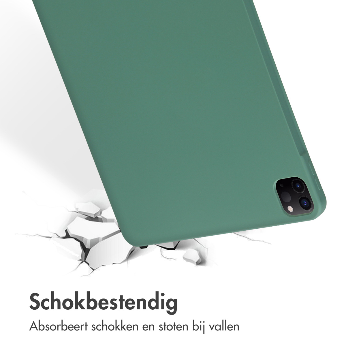 Accezz Liquid Silicone Backcover met penhouder Apple iPad Pro 12.9 (2022) / Pro 12.9 (2021) / Pro 12.9 (2020) - Donkergroen