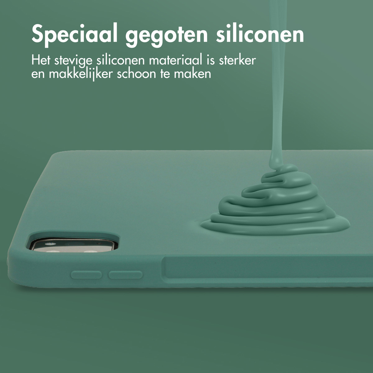 Accezz Liquid Silicone Backcover met penhouder Apple iPad Pro 12.9 (2022) / Pro 12.9 (2021) / Pro 12.9 (2020) - Donkergroen