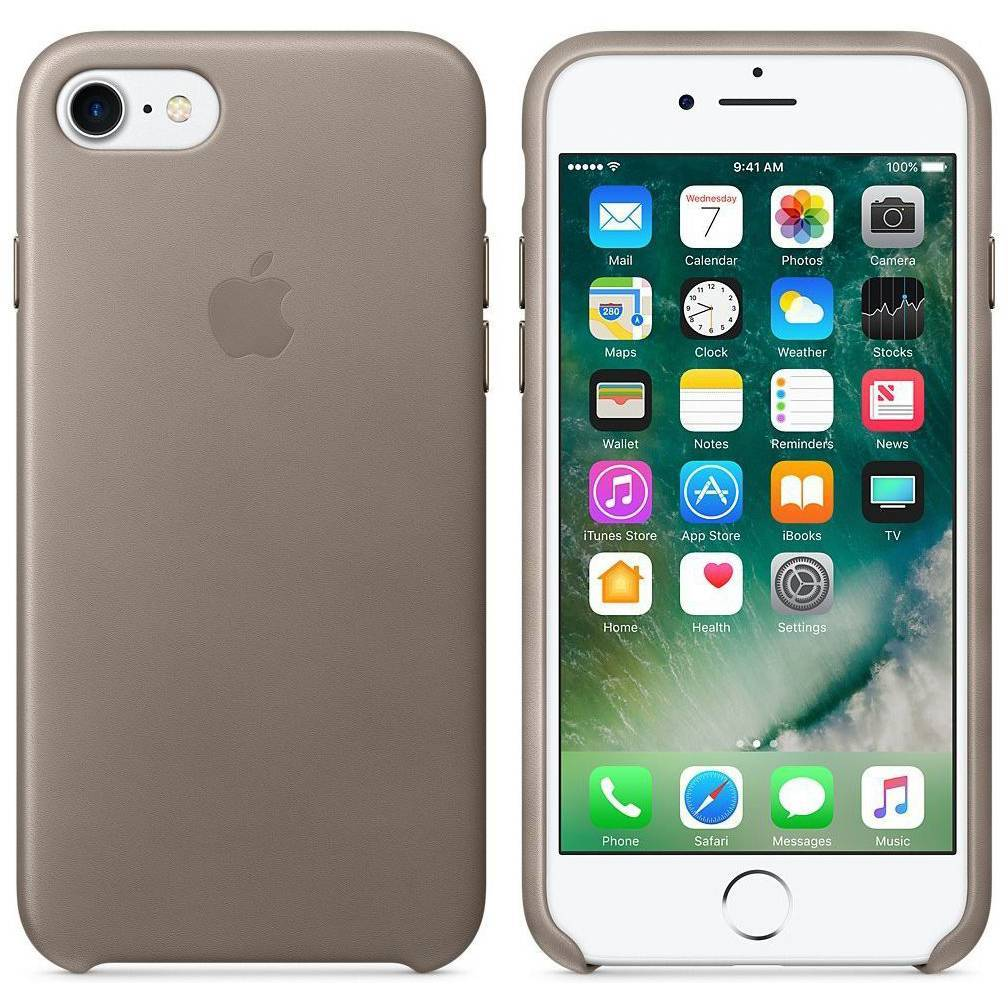 Leather Backcover Apple iPhone SE (2022 / 2020) / 8 / 7 - Taupe