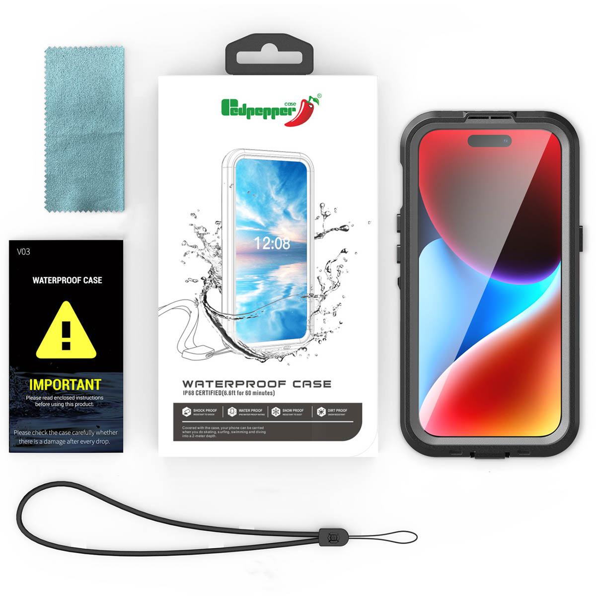 Redpepper Dot Plus Waterproof Backcover Apple iPhone 15 - Zwart