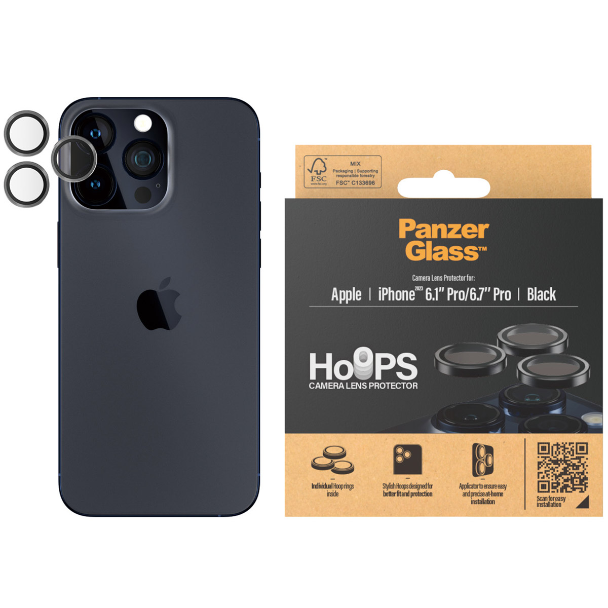 PanzerGlass Camera Protector Hoop Optic Rings Apple iPhone 15 Pro / 15 Pro Max