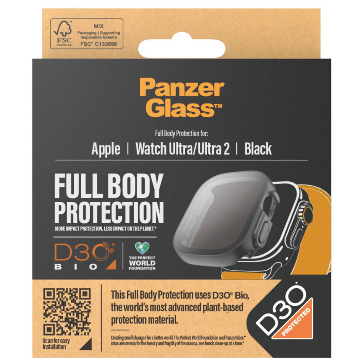 PanzerGlass Full Body Protection D3O® Bio Case Apple Watch Ultra (2) (49 mm) - Zwart