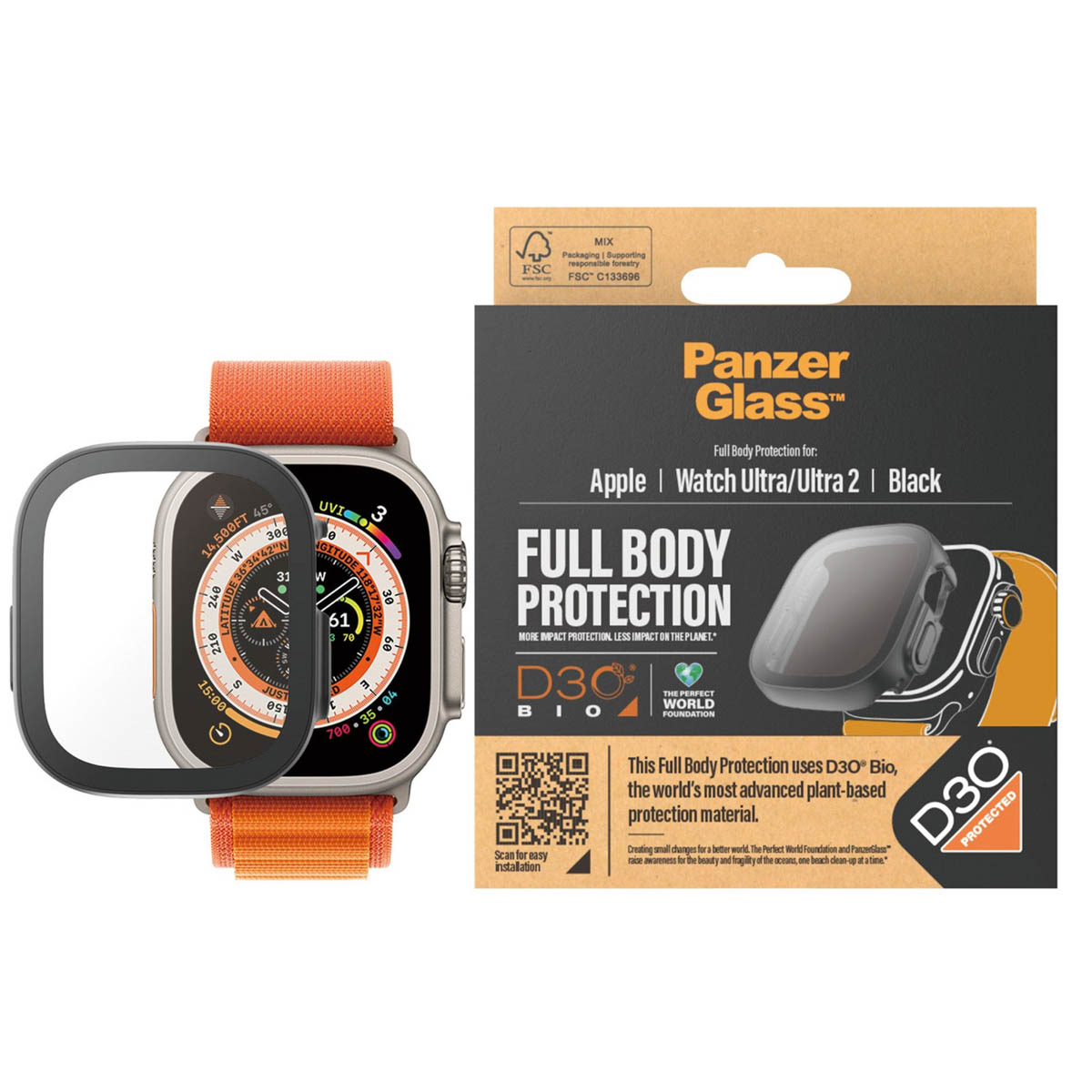 PanzerGlass Full Body Protection D3O® Bio Case Apple Watch Ultra (2) (49 mm) - Zwart