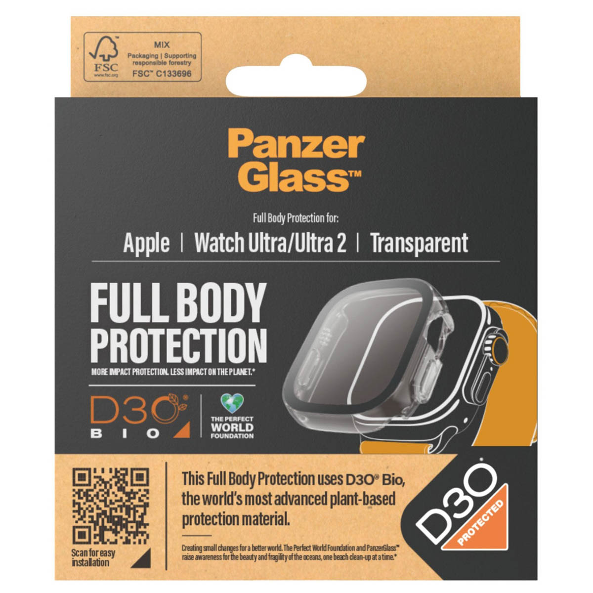 PanzerGlass Full Body Protection D3O® Bio Case Apple Watch Ultra (2) (49 mm) - Transparant