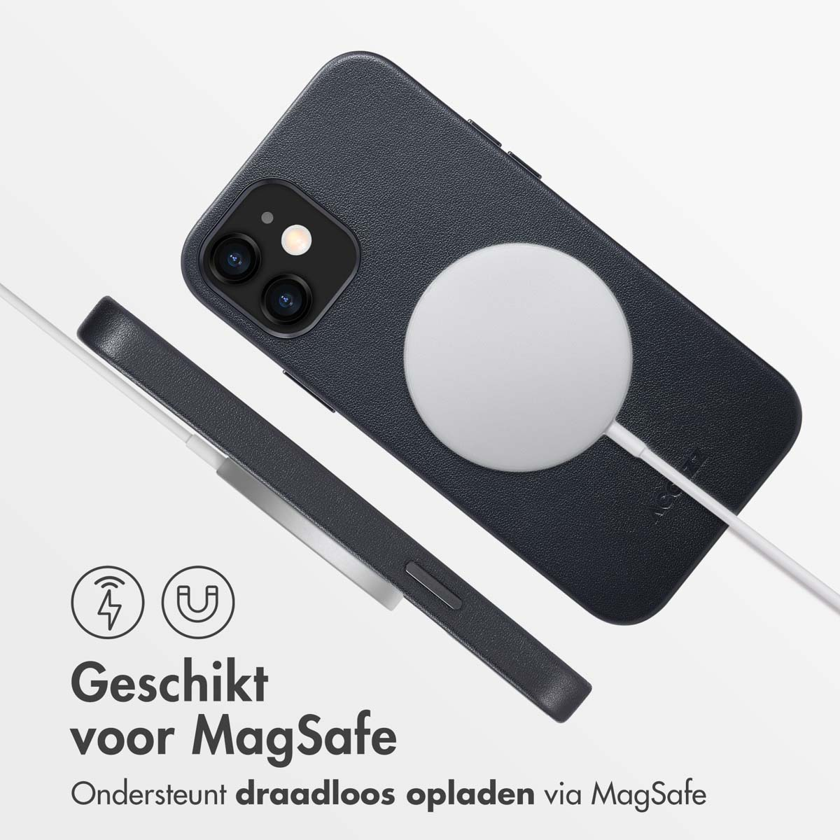Accezz MagSafe Leather Backcover Apple iPhone 12 (Pro) - Onyx Black