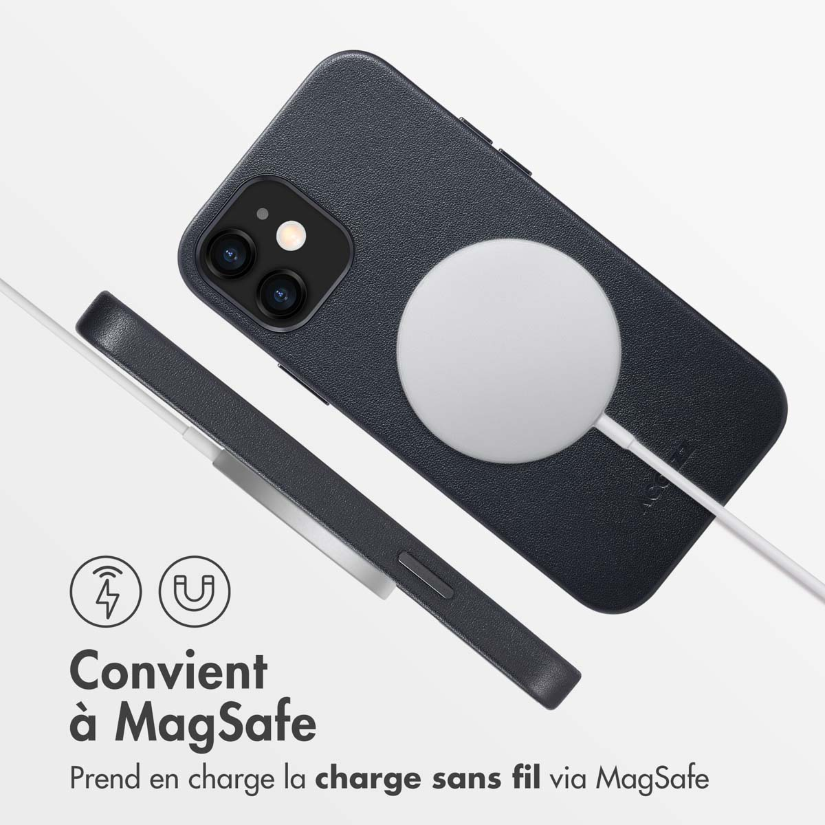 Accezz MagSafe Leather Backcover Apple iPhone 12 (Pro) - Onyx Black