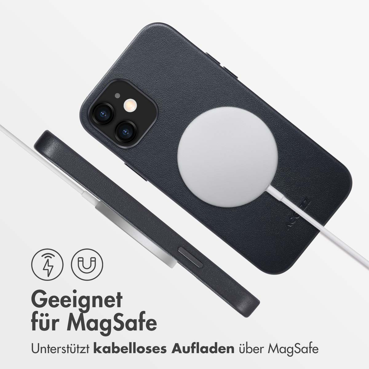 Accezz MagSafe Leather Backcover Apple iPhone 12 (Pro) - Onyx Black