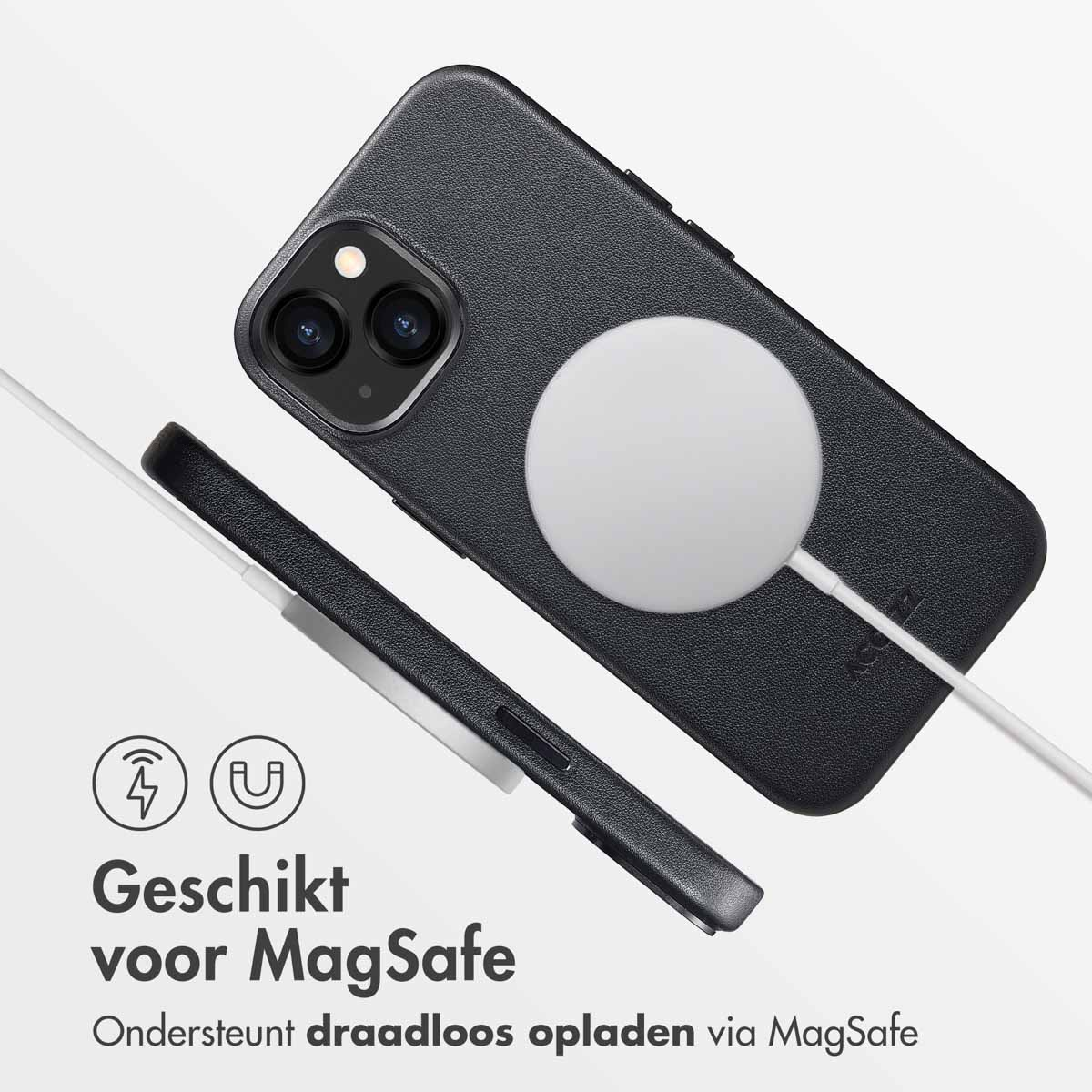 Accezz MagSafe Leather Backcover Apple iPhone 13 - Onyx Black